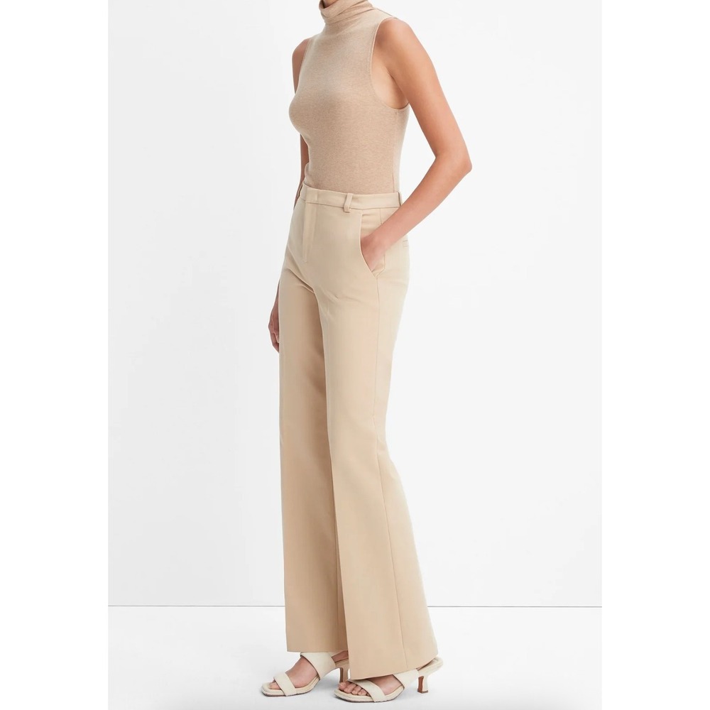 Vince Stretch-Cotton Boot‑Cut Trouser Tan Tailored Minimalist Career Size 2